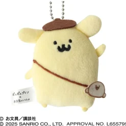 Ensky Plush Toy*Pom Pom Purin x Obungu to Issho Pom Pom Purin Flat Plush Mascot JAPAN