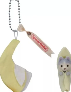 Epoch Sylvanian Families Baby Husky Banana Keychain JAPAN OFFICIAL