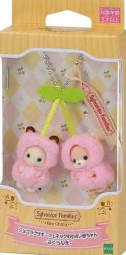 Epoch Sylvanian Families Chocolate Rabbit & Fennec Baby Cherry Keychain JAPAN