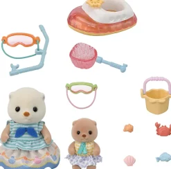 Epoch Sylvanian FamiliesSea Otter Siblings Beach Play Set FS-57 Doll JAPAN