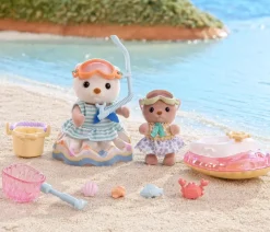 Epoch Sylvanian FamiliesSea Otter Siblings Beach Play Set FS-57 Doll JAPAN