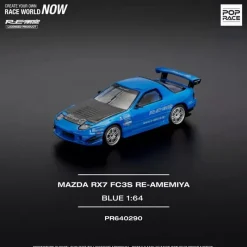 Pop Race Mazda RX-8 FC3S RE Amemiya RE Amemiya Blue 1/64 Miniature Car JAPAN OFFICIAL