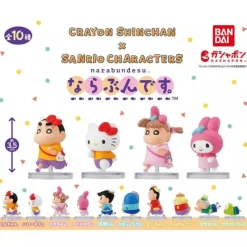 BANDAI Figure*Narabundesu Crayon Shin Chan x Sanrio Characters Complete Set Figure Capsule Toy
