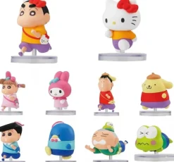 BANDAI Figure*Narabundesu Crayon Shin Chan x Sanrio Characters Complete Set Figure Capsule Toy