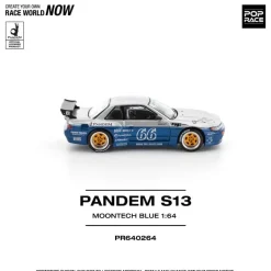 Pop Race Pandem Silvia S13 Moontech Blue 1/64 Miniature Car JAPAN OFFICIAL