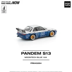 Pop Race Pandem Silvia S13 Moontech Blue 1/64 Miniature Car JAPAN OFFICIAL