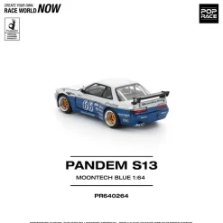 Pop Race Pandem Silvia S13 Moontech Blue 1/64 Miniature Car JAPAN OFFICIAL