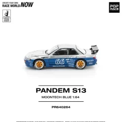 Pop Race Pandem Silvia S13 Moontech Blue 1/64 Miniature Car JAPAN OFFICIAL