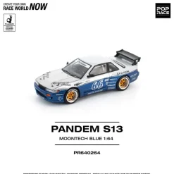 Pop Race Pandem Silvia S13 Moontech Blue 1/64 Miniature Car JAPAN OFFICIAL