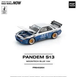 Pop Race Pandem Silvia S13 Moontech Blue 1/64 Miniature Car JAPAN OFFICIAL