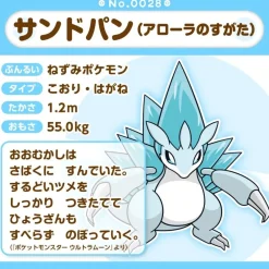 Pokemon Center Original Pokemon Fit A028 Alolan Sandslash Plush Doll JAPAN