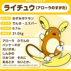 Pokemon Center Plush Toy*Original Pokemon Fit A026 Alolan Raichu Plush Doll JAPAN