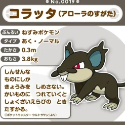 Pokemon Center Plush*Original Pokemon Fit A019 Alolan Rattata Plush Doll JAPAN