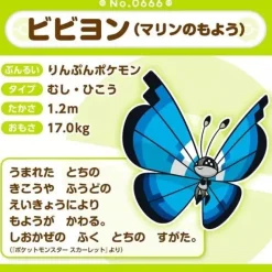 Pokemon Center Original Pokemon Fit Vivillon Marine Pattern Plush Doll JAPAN