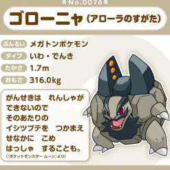 Pokemon Center Original Pokemon Fit A076 Alolan Golem Plush Doll JAPAN