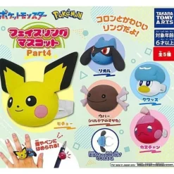TakaraTomy Arts Pokemon Face Ring Mascot Part4 All 5 types Capsule Toy JAPAN OFFICIAL