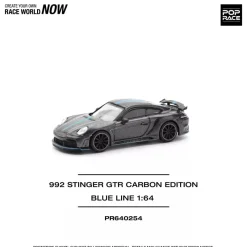 Pop Race Porsche 992 Stinger GTR Carbon Edition Blue Line 1/64 Miniature Car JAPAN