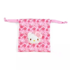 Nakajima Corporation Sanrio Character Hello Kitty Boa Face Drawstring Bag Sakura Kimono JAPAN