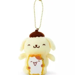 Sanrio Character Pompompurin Mascot Holder Badge Smilingly Plush JAPAN OFFICIAL