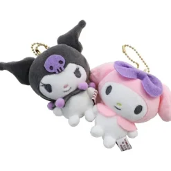 Sanrio Plush Toy*Nikonui Kuromi & My Melody Plush Mascot Keychain JAPAN OFFICIAL