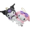 Sanrio Nikonui Kuromi & My Melody Plush Mascot Keychain JAPAN OFFICIAL