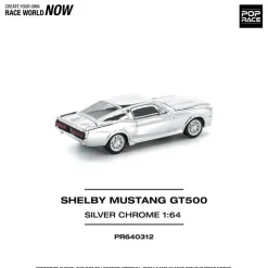 Pop Race Shelby Mustang GT500 Silver Chrome 1/64 Miniature Car JAPAN OFFICIAL