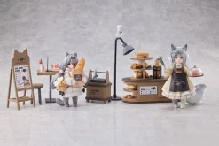 RIBOSE Figure*Tea Time Cats Scene Bread House Clerk & Customer Set Figure JAPAN OFFICIAL